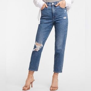 Express super high waisted ripped mom jeans NWT